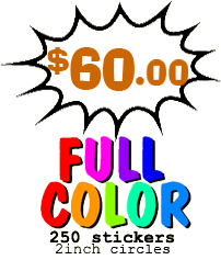 250 full color stickers $41.50
